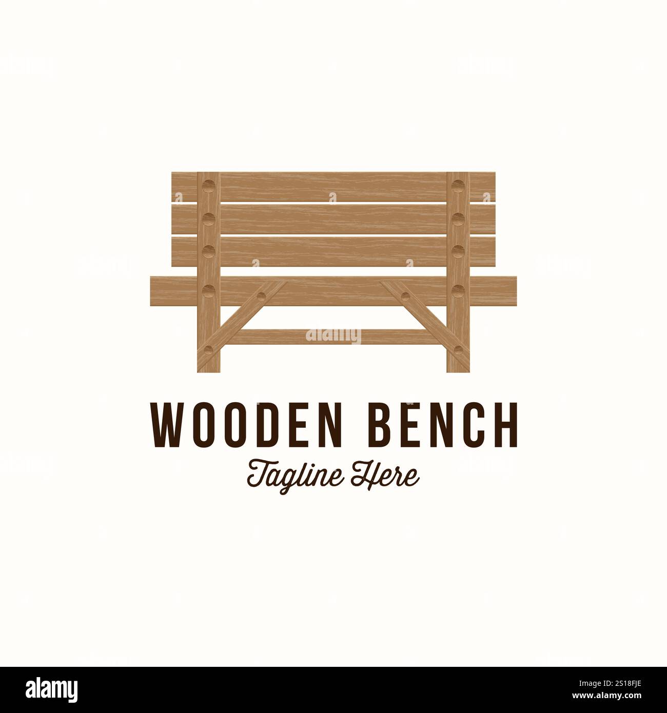 Illustrazione vettoriale del design del logo della sedia da parcheggio. Banco in legno Vector Park. Illustrazione Vettoriale