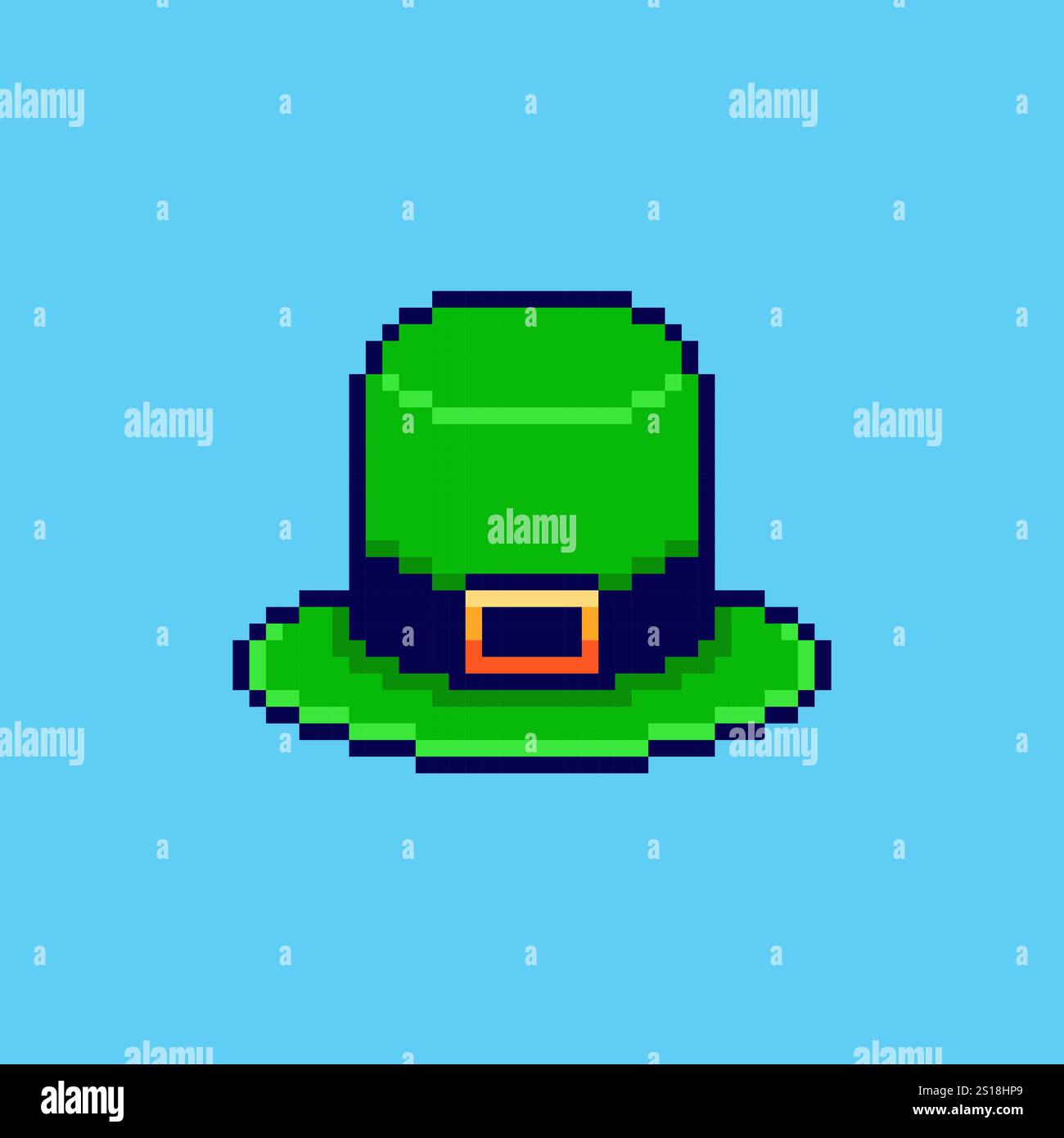 Pixel art Leprechaun Hat St Patrick's Day design delle risorse di gioco Illustrazione Vettoriale