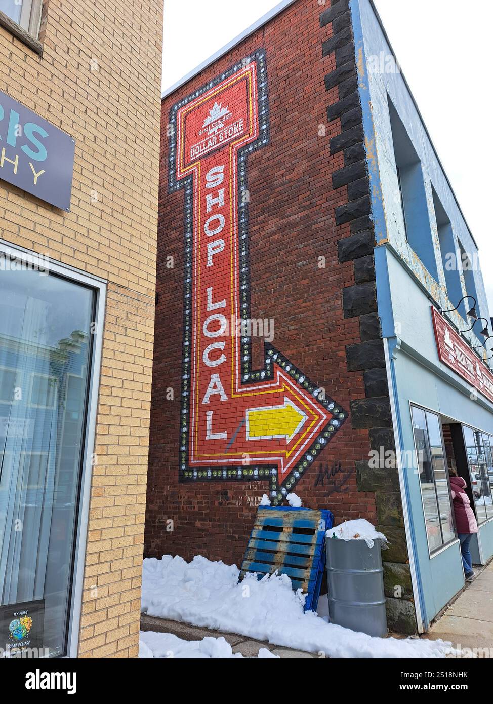 Fai shopping al murale locale a Miramichi, New Brunswick, Canada Foto Stock