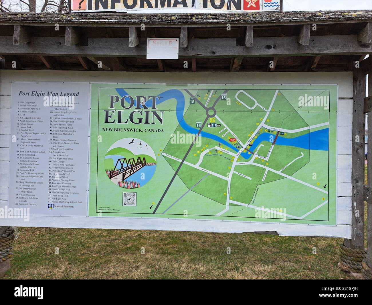Cartello segnaletico a Port Elgin, New Brunswick, Canada Foto Stock