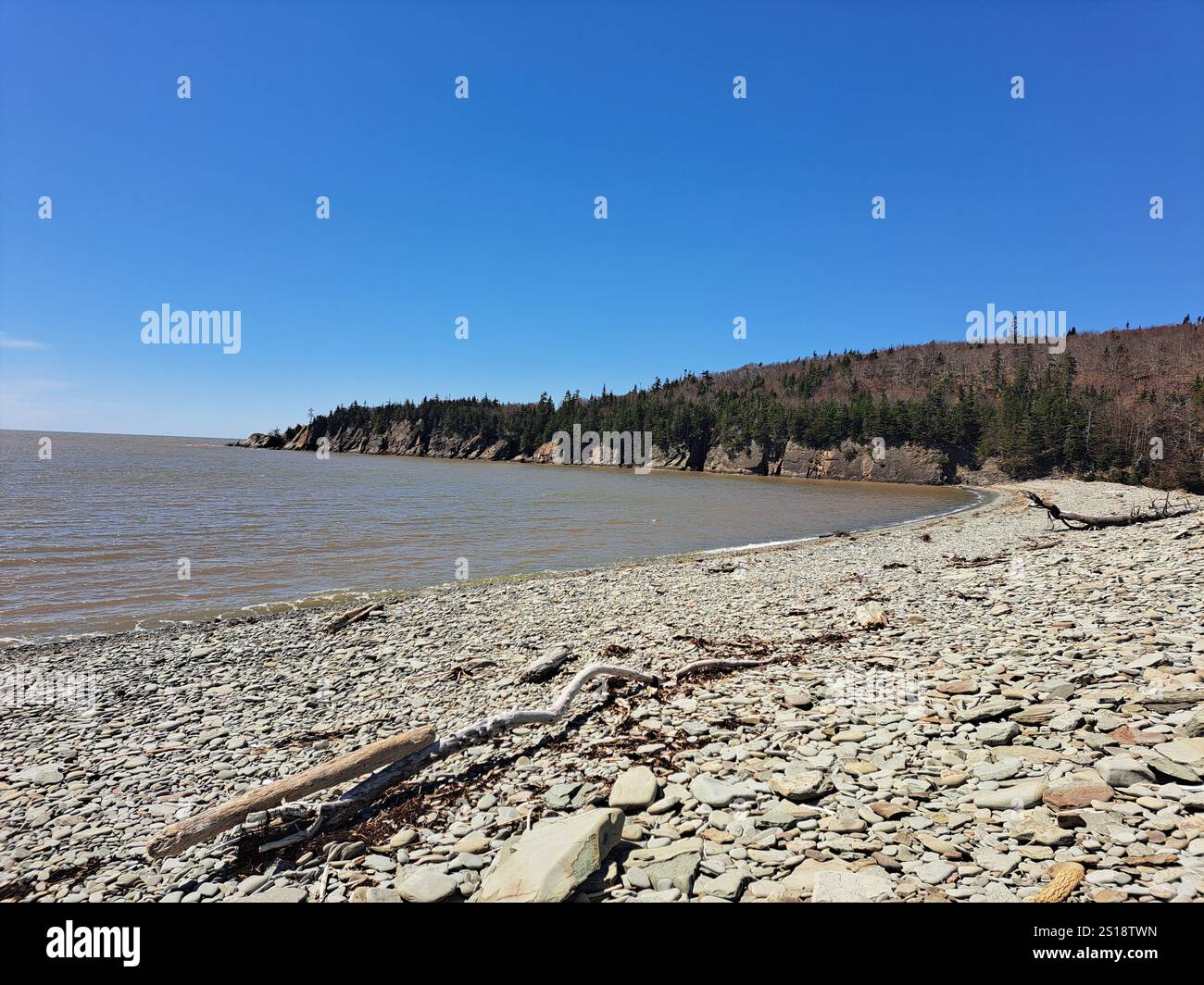 Pebble Beach su Cape Enrage Road a Waterside, New Brunswick, Canada Foto Stock