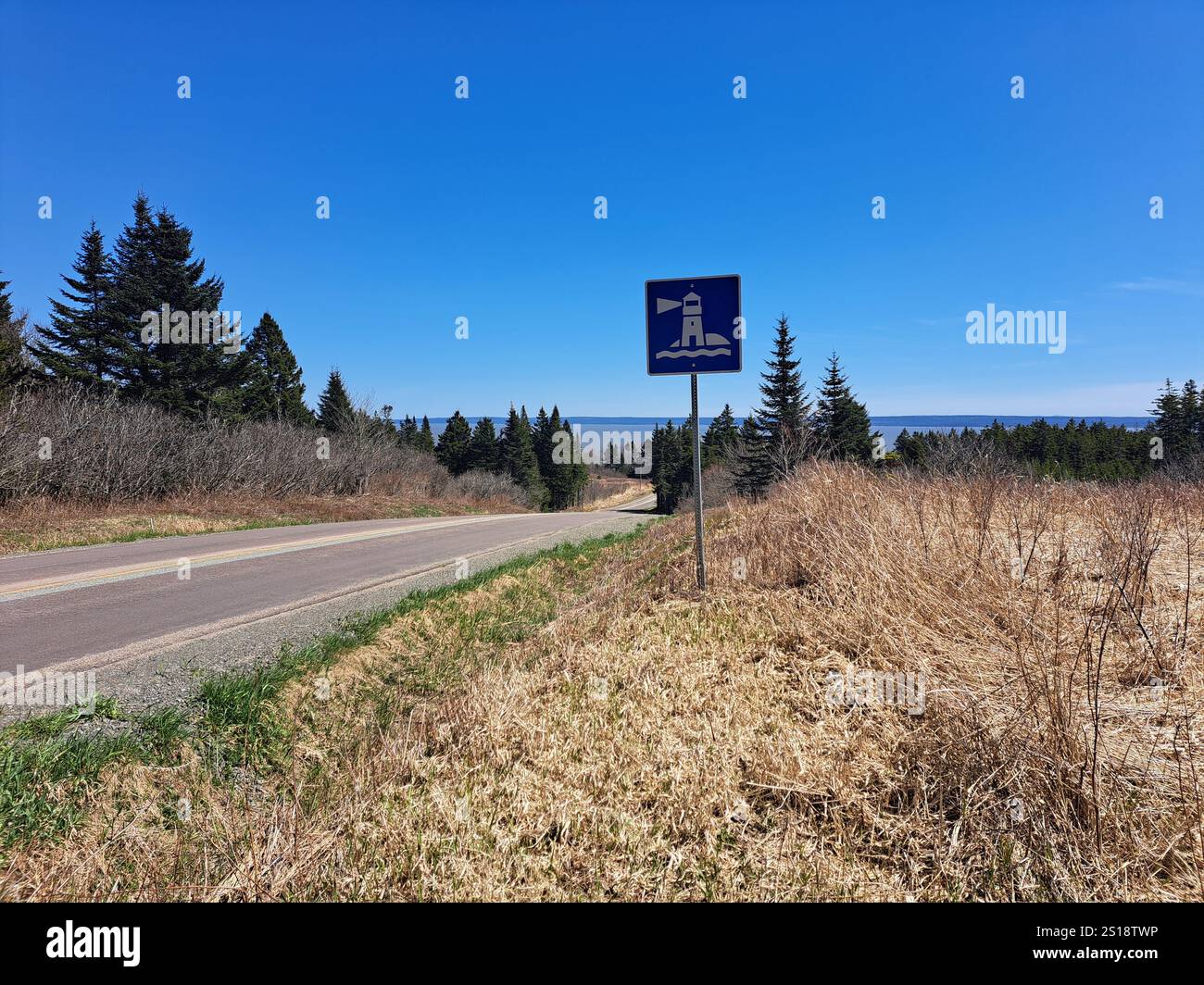 Segnale per il faro sulla NB 915 a Waterside, New Brunswick, Canada Foto Stock