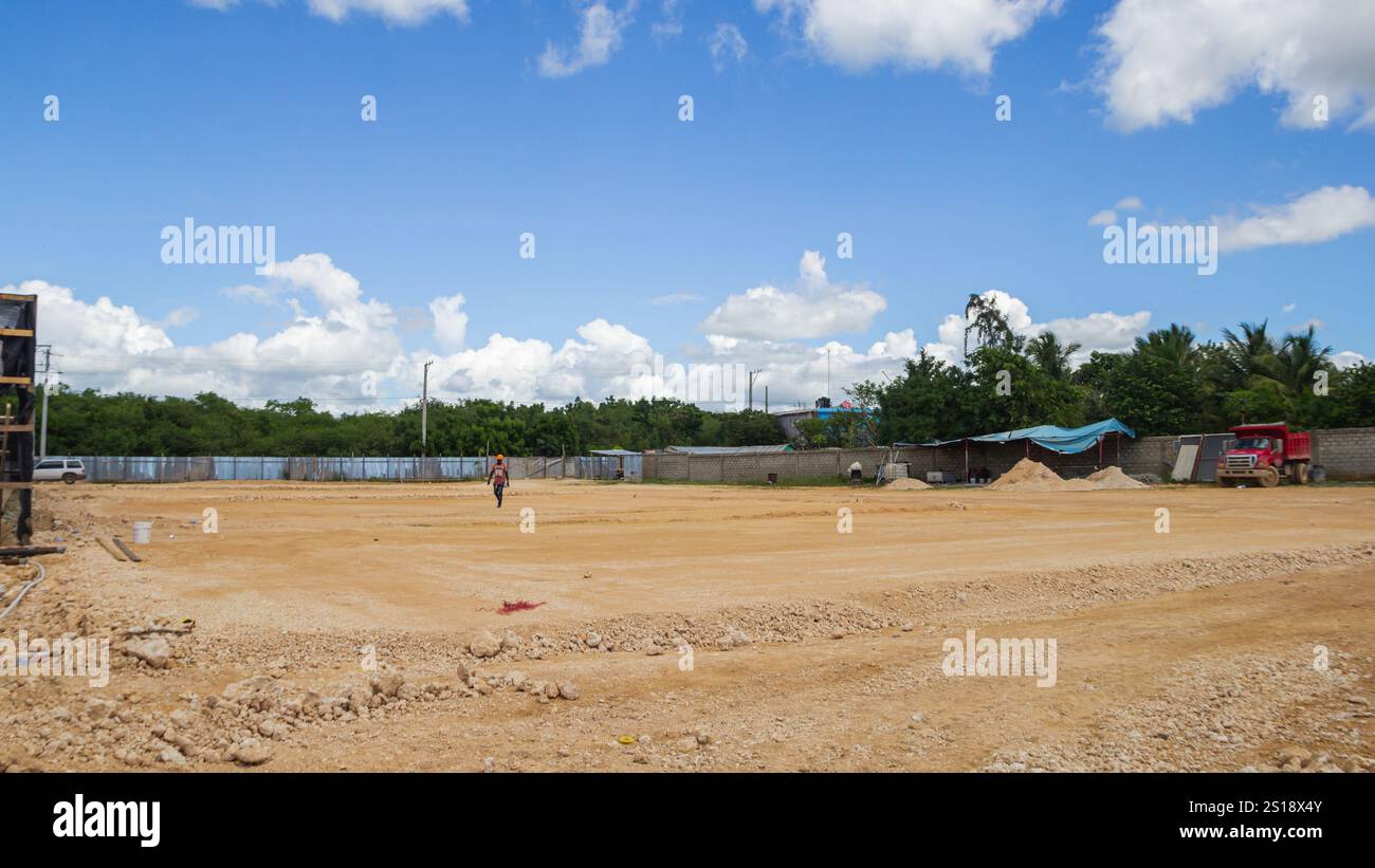 Terreno in costruzione, base piana del progetto, santo domingo Foto Stock