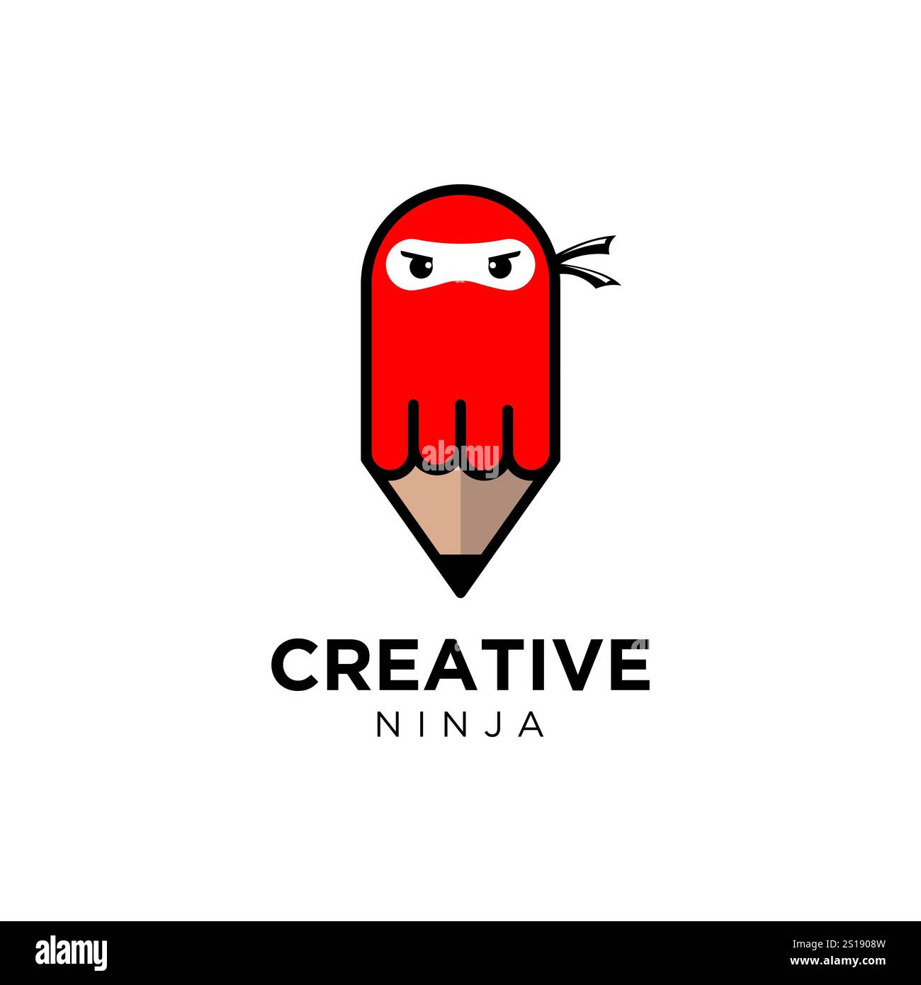 design vettoriale creativo con logo a matita ninja Illustrazione Vettoriale