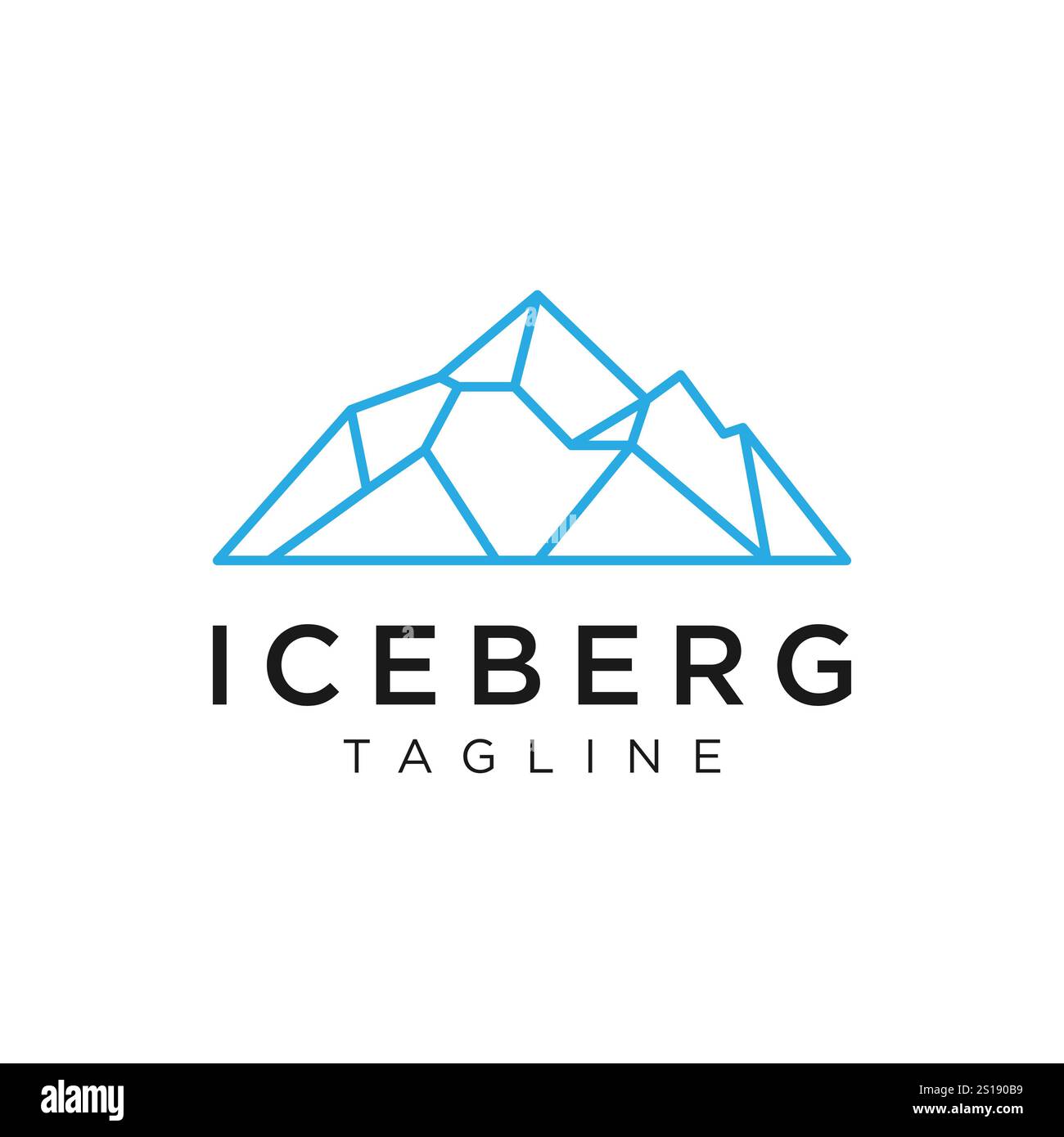 la linea geometrica del logo iceberg delinea l'illustrazione in monolina Illustrazione Vettoriale