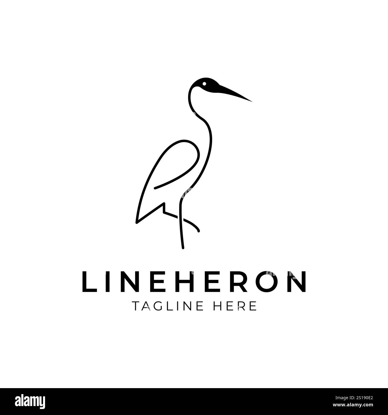 Il logo Heron line art monolina delinea l'illustrazione vettoriale del design Illustrazione Vettoriale