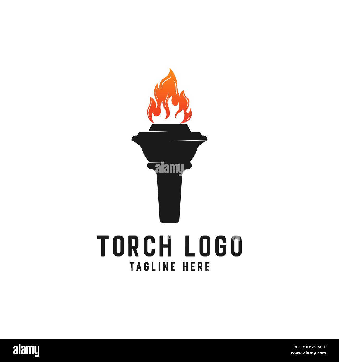 modello di design del logo vettoriale dell'icona della torcia Illustrazione Vettoriale