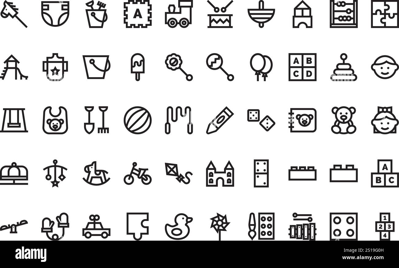 Raccolta di icone vettoriali di alta qualità con traccia modificabile. Ideale per progetti professionali e creativi. Illustrazione Vettoriale