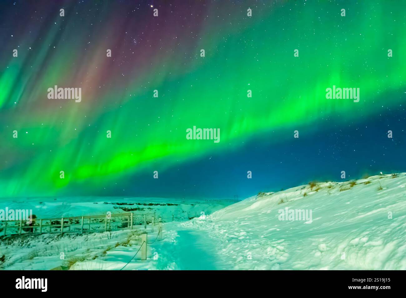 Sorvola l'aurora boreale Foto Stock