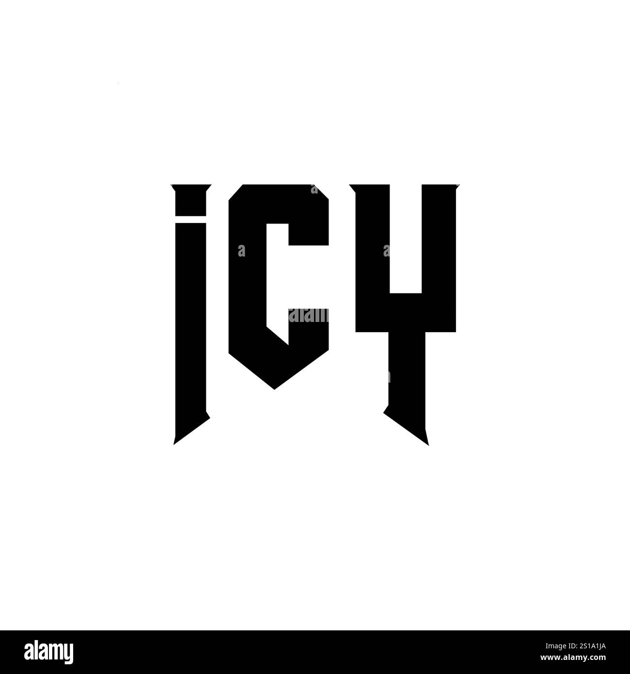 Logo ICY Letter per l'azienda tecnologica. Combinazione di colori bianco e nero con logo ICY. Logo ICY, vettore ICY, design ICE, icona ICE, alph ICE Illustrazione Vettoriale