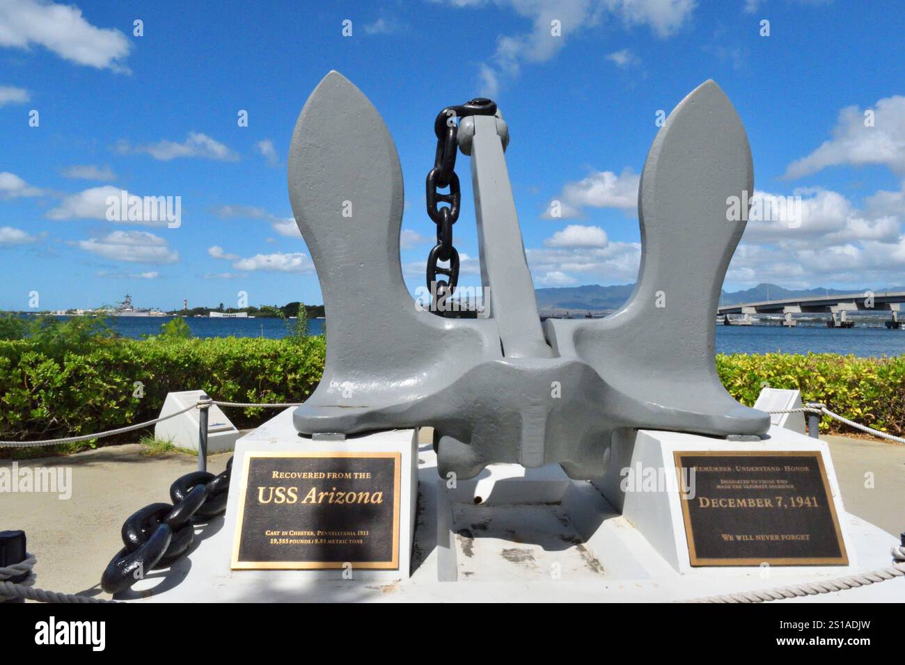 Inchiostro commemorativo degli Stati Uniti, delle Hawaii, della USS Arizona a Pearl Harbor Foto Stock