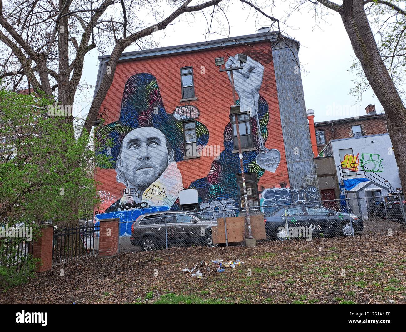 Murale di Eric Clement in Clark Street nel centro di Montreal, Quebec, Canada Foto Stock