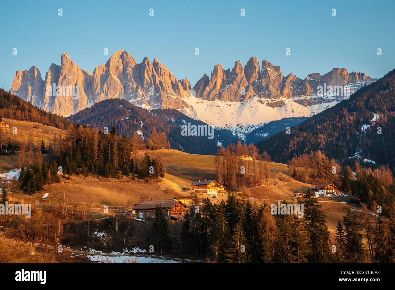 Val di Funes, Dolomiti, Italia Foto Stock