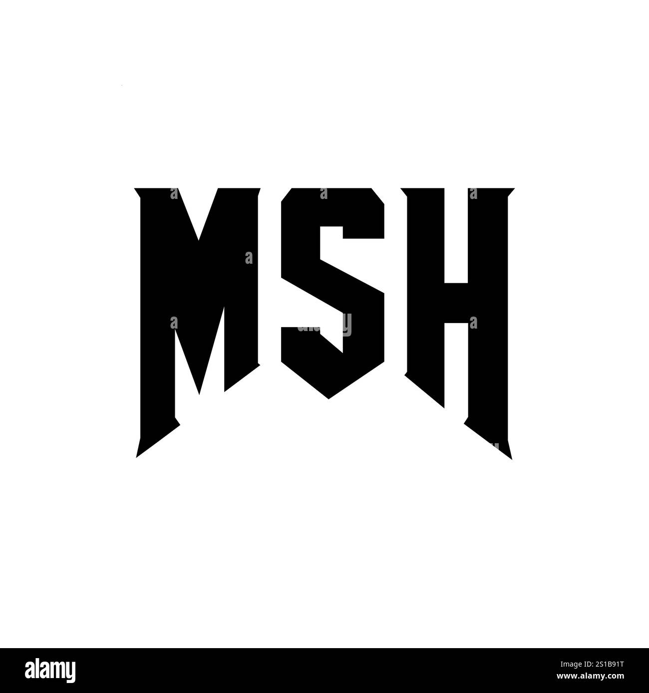 Logo MSH Letter per l'azienda tecnologica. Combinazione di colori bianco e nero con logo MSH. Logo MSH, vettore MSH, design MSH, icona MSH, MSH alph Illustrazione Vettoriale