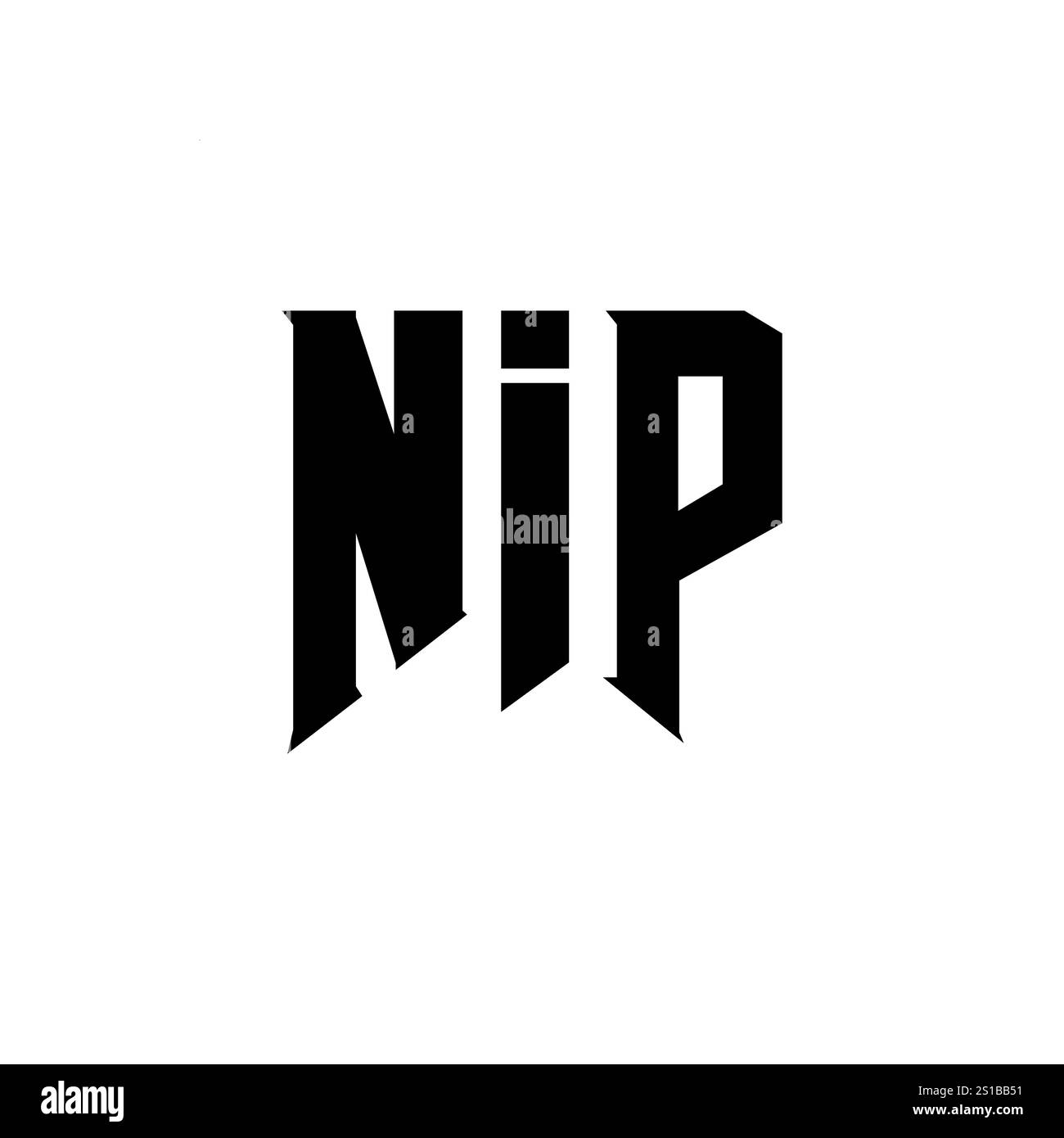 Design del logo NIP Letter per l'azienda tecnologica. Combinazione di colori bianco e nero con logo NIP. Logo NIP, vettore NIP, design NIP, icona NIP, NIP alph Illustrazione Vettoriale