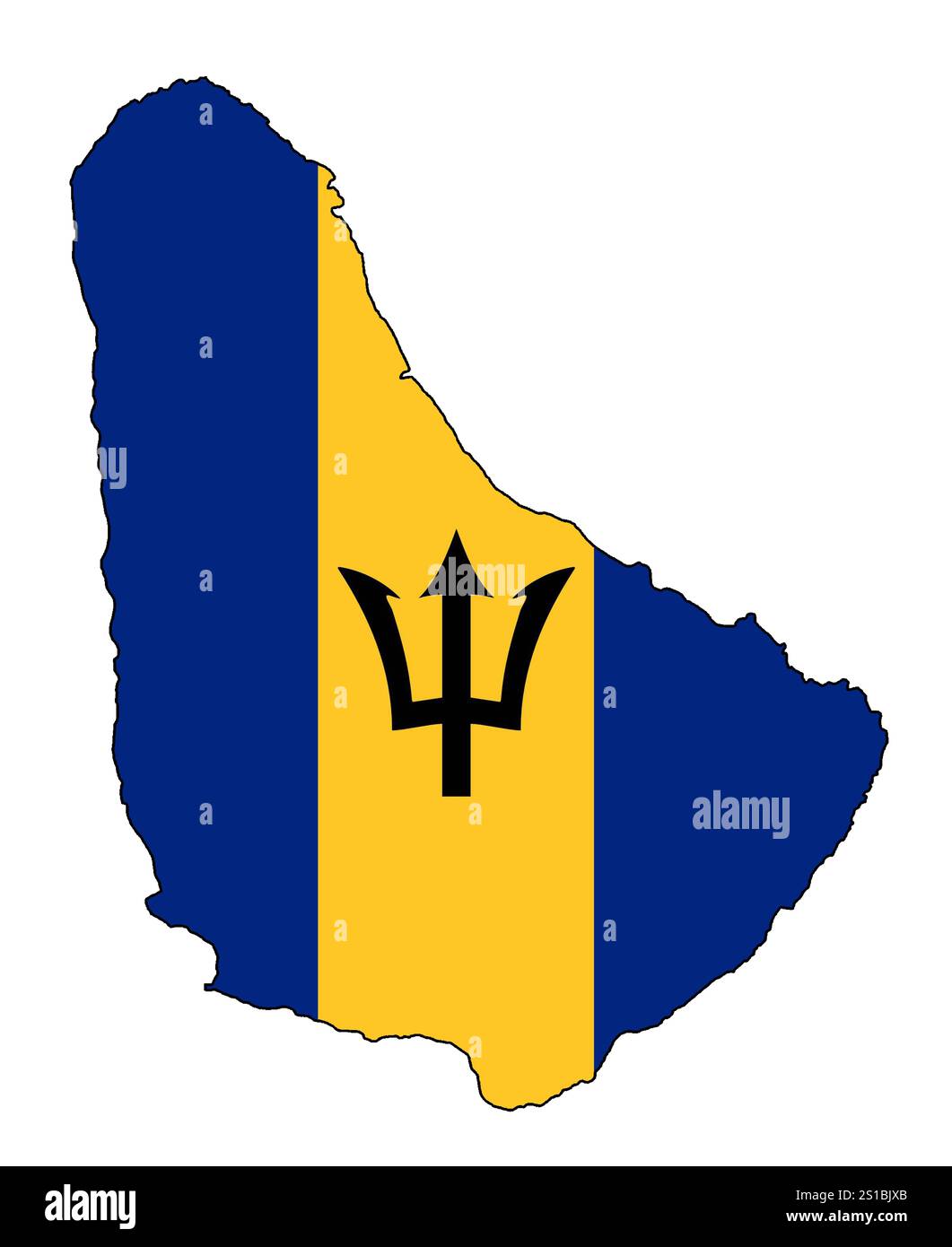 Bandiera delle Barbados con contorno del confine Foto Stock