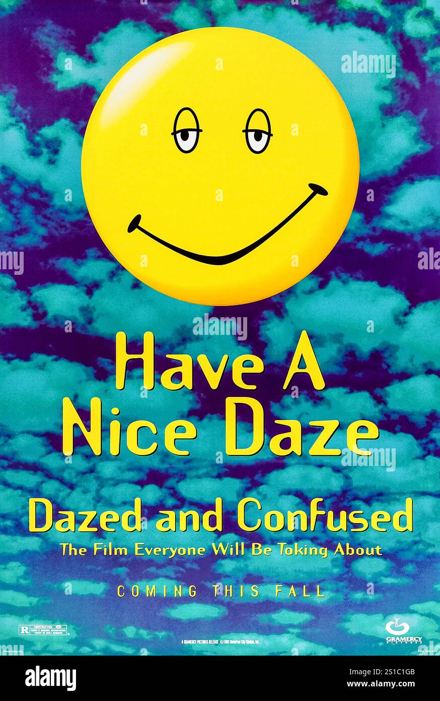 Dazed and Confused (1993) diretto da Richard Linklater e interpretato da Jason London, Rory Cochrane, Wiley Wiggins, Matthew McConaughey e Joey Lauren Adams. Una commedia per il raggiungimento della maggiore età che segue gli studenti delle scuole superiori nel loro ultimo giorno di scuola nel 1976. Fotografia di un poster originale del 1993 US Advance ***SOLO PER USO EDITORIALE***. Crediti: BFA / Gramercy Pictures Foto Stock