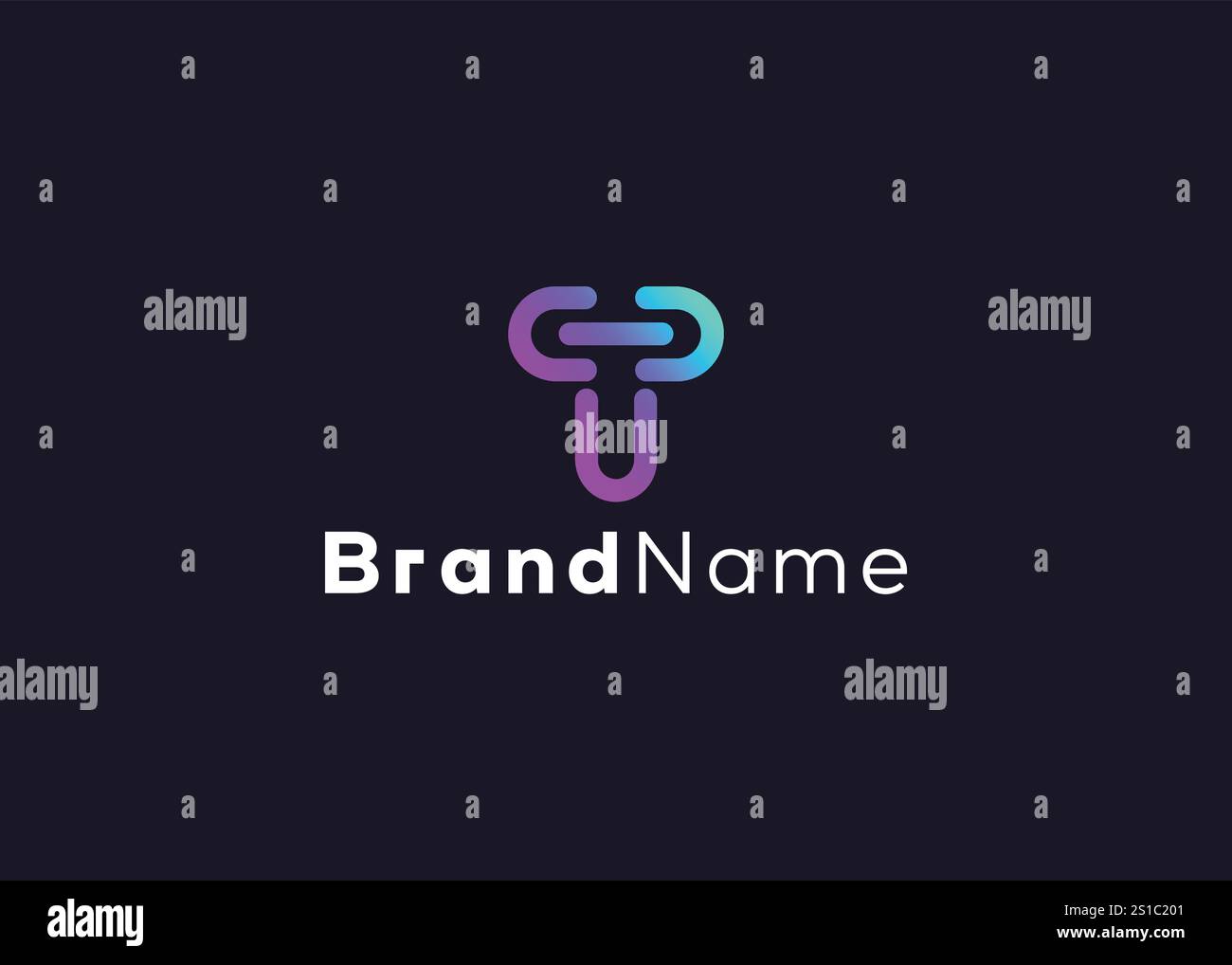 Modello di logo minimalista Letter T LINK Illustrazione Vettoriale