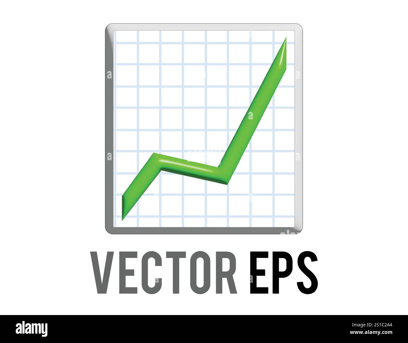 Icona di aumento del grafico a barre del report finanziario di riepilogo della presentazione aziendale verde 3D. Illustrazione Vettoriale