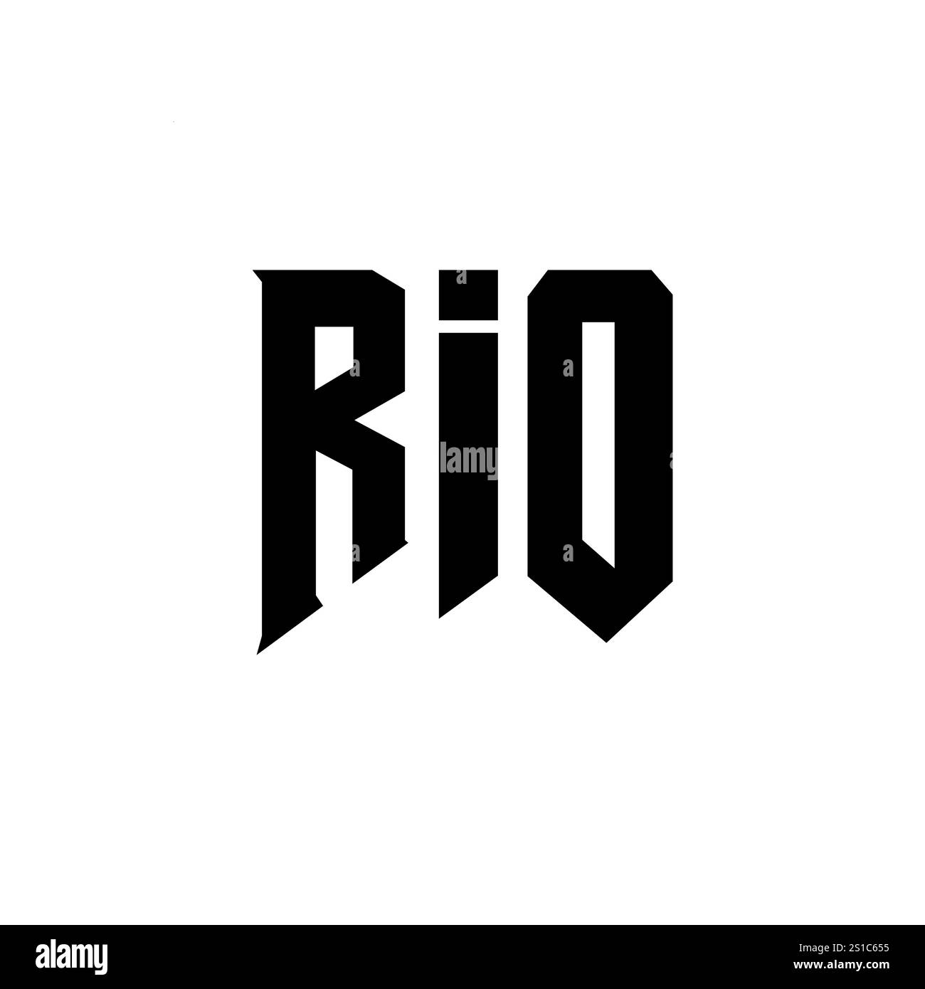 Logo RIO Letter per l'azienda tecnologica. Combinazione di colori bianco e nero con logo RIO. Logo RIO, vettore RIO, design RIO, icona RIO, RIO alph Illustrazione Vettoriale