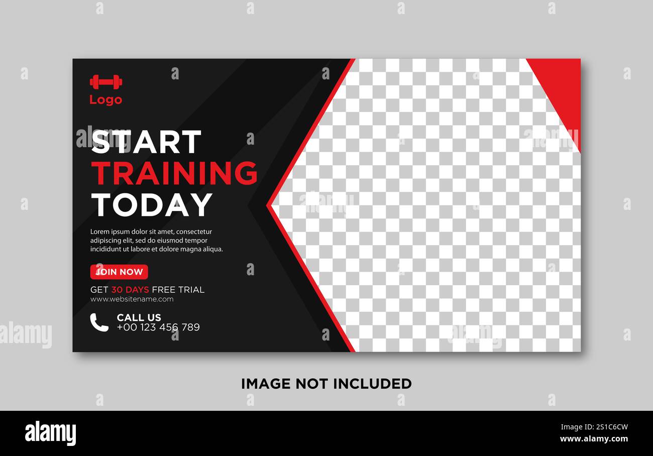 Template Web per banner di social media per palestra e fitness Illustrazione Vettoriale