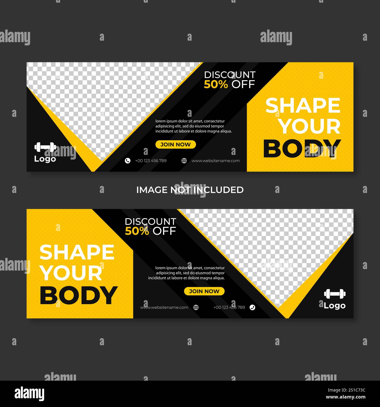 Template Web per banner di social media per palestra e fitness Illustrazione Vettoriale
