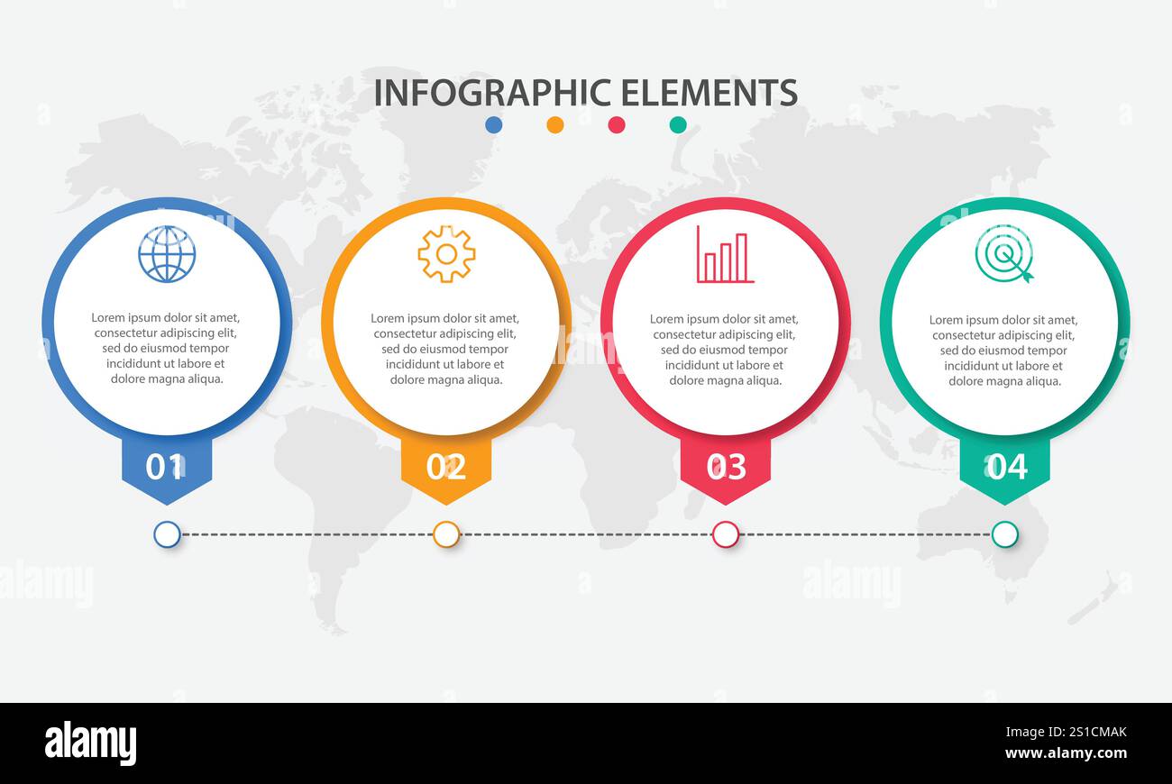 Modello infografico aziendale di presentazione con 4 opzioni Illustrazione Vettoriale