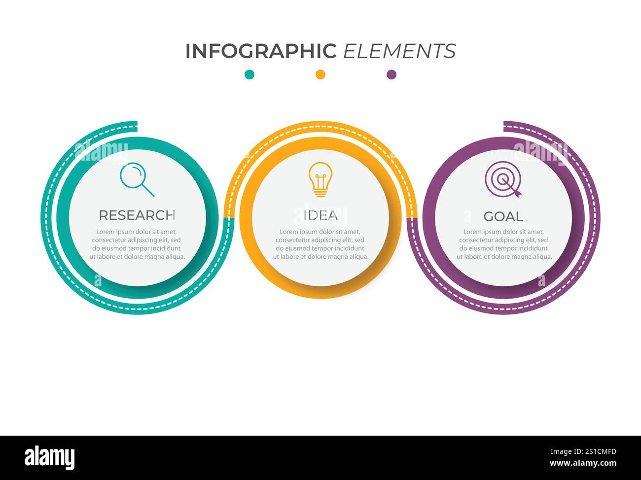 Opzioni di numero e elemento di progettazione infografica della timeline. Concetto aziendale in 3 fasi. Può essere utilizzato per il layout del flusso di lavoro, il diagramma, il report annuale, il Web Illustrazione Vettoriale