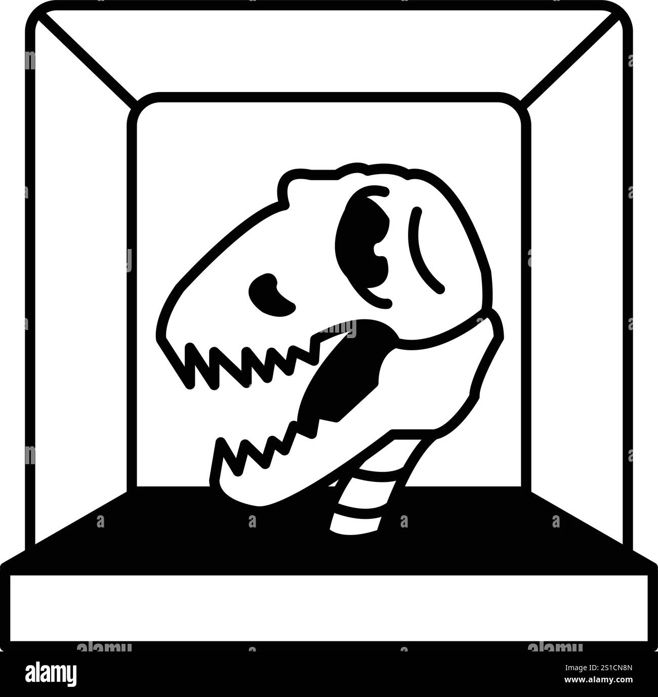Un cranio è in una scatola. Il cranio è bianco e nero Illustrazione Vettoriale