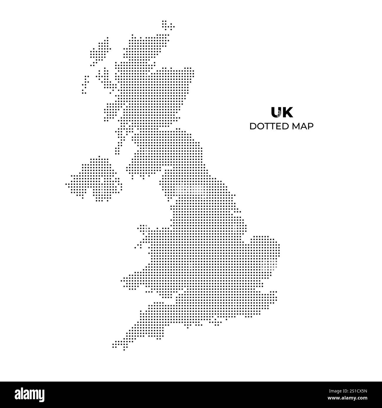 Mappa del Regno Unito con stile punteggiato Illustrazione Vettoriale