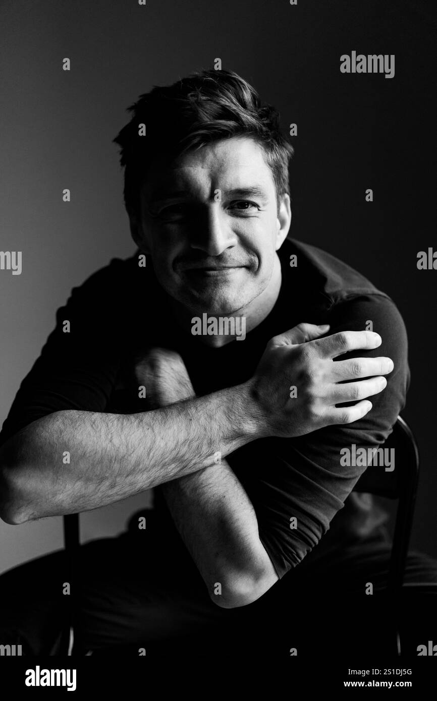 Ritratto di un uomo di mezza età, monocromatico, primo piano Foto Stock