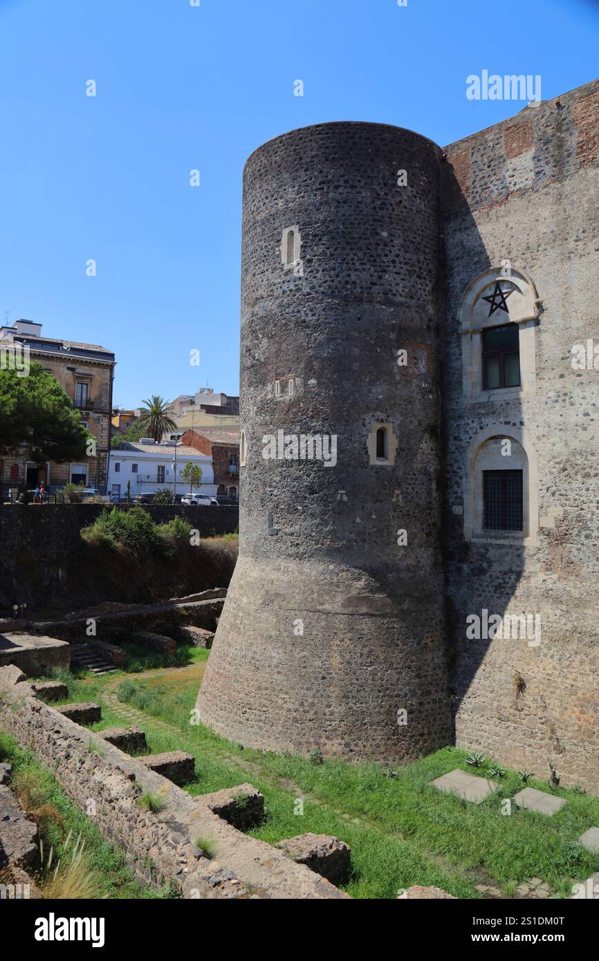 Punto di riferimento di Catania, Sicilia. Castello Ursino (Castello Ursino). Foto Stock
