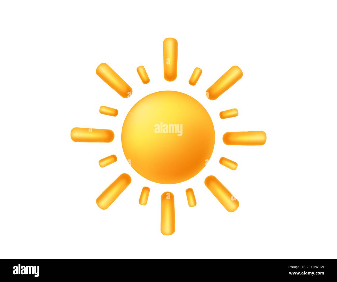 Icona luminosa del sole con i raggi, perfetta per i temi estivi, le app meteo e i progetti caldi e soleggiati. Aggiunge un tocco allegro e vivace ai design. Immagine vettoriale Illustrazione Vettoriale