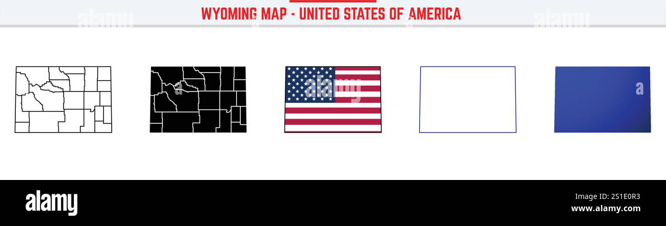 Mappa Wyoming con icona traccia modificabile. Icona della linea sottile dello stato del Wyoming negli Stati Uniti, illustrazione vettoriale della mappa del Wyoming, Wyoming, mappa vettoriale della silhouette WY Illustrazione Vettoriale