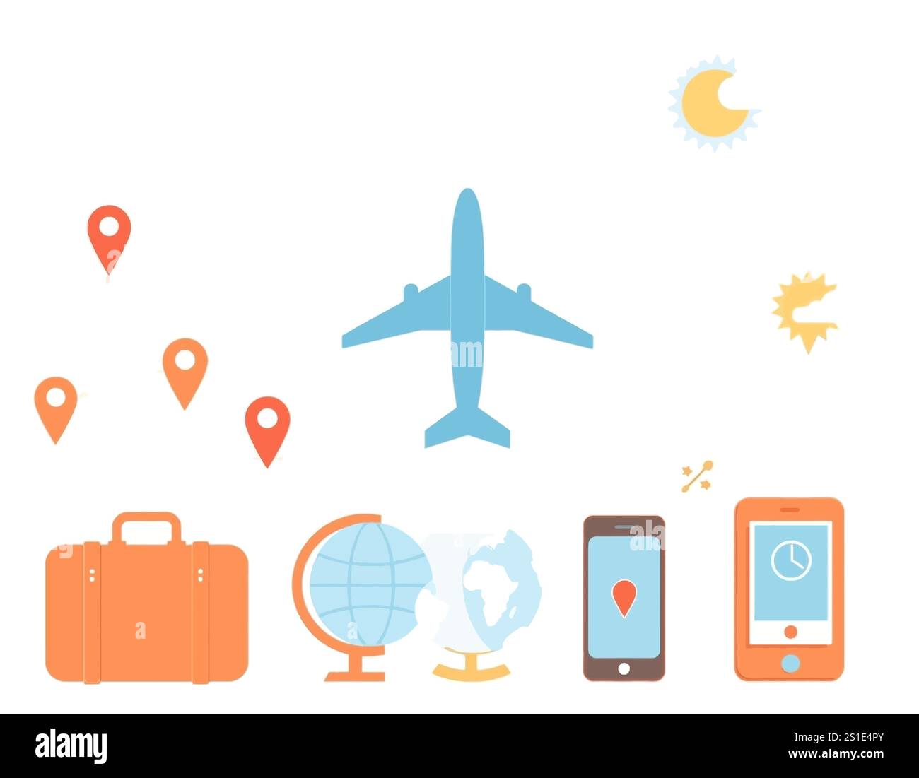 Icone di trasporto lineare e di viaggio Illustrazione Vettoriale