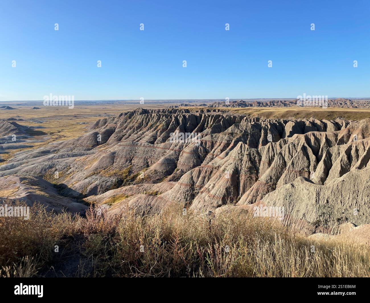 Formazioni rocciose lente nel Badlands National Park, South Dakota, Stati Uniti Foto Stock