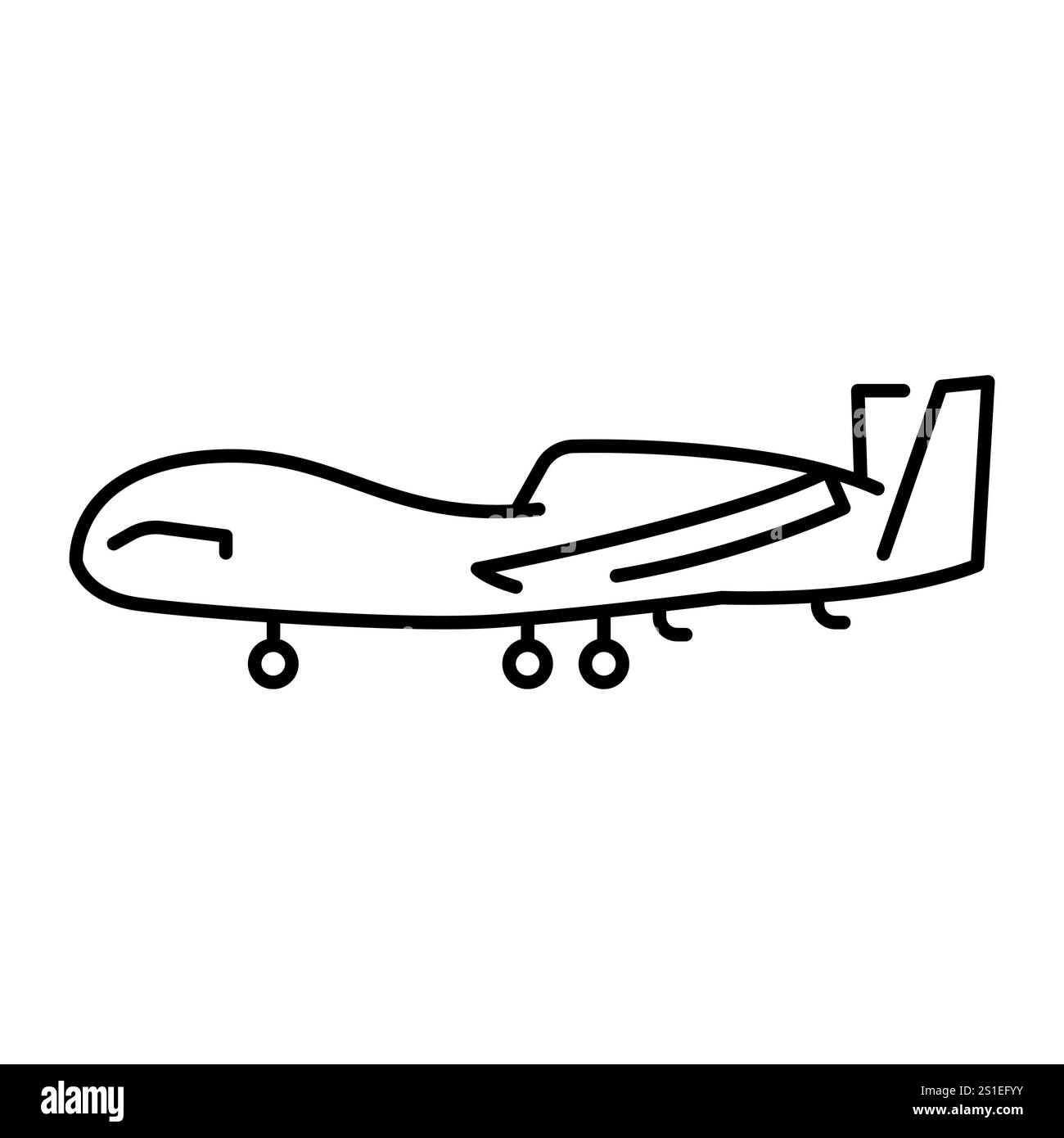 Icona del colore della linea RQ-4 Global Hawk (USA). UAV da ricognizione strategica a lungo raggio. Firma per pagina Web, app mobile, pulsante, logo. Pulsante isolato vettore. E Illustrazione Vettoriale