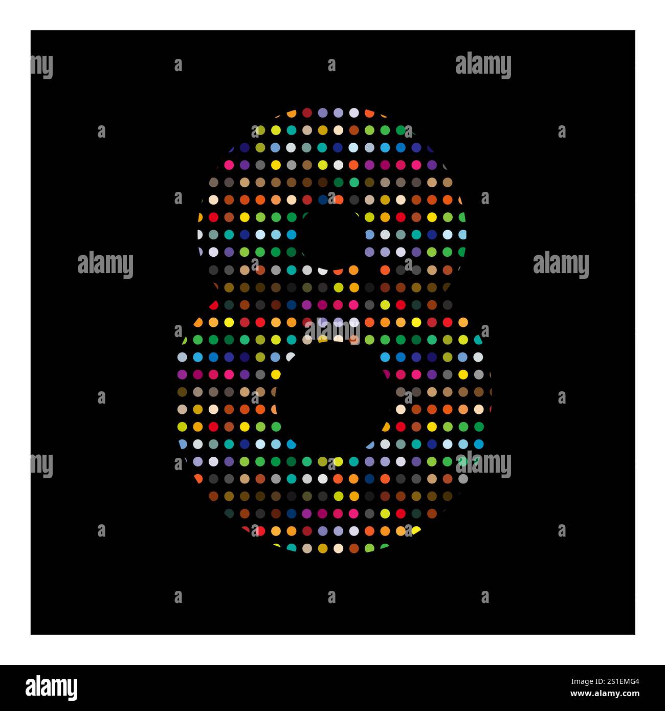 Numero colorato su sfondo nero Illustrazione Vettoriale