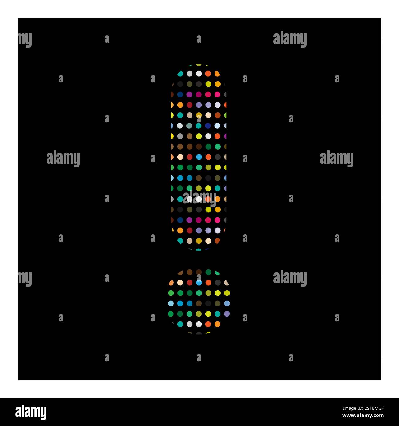 Punto esclamativo colorato su sfondo nero Illustrazione Vettoriale