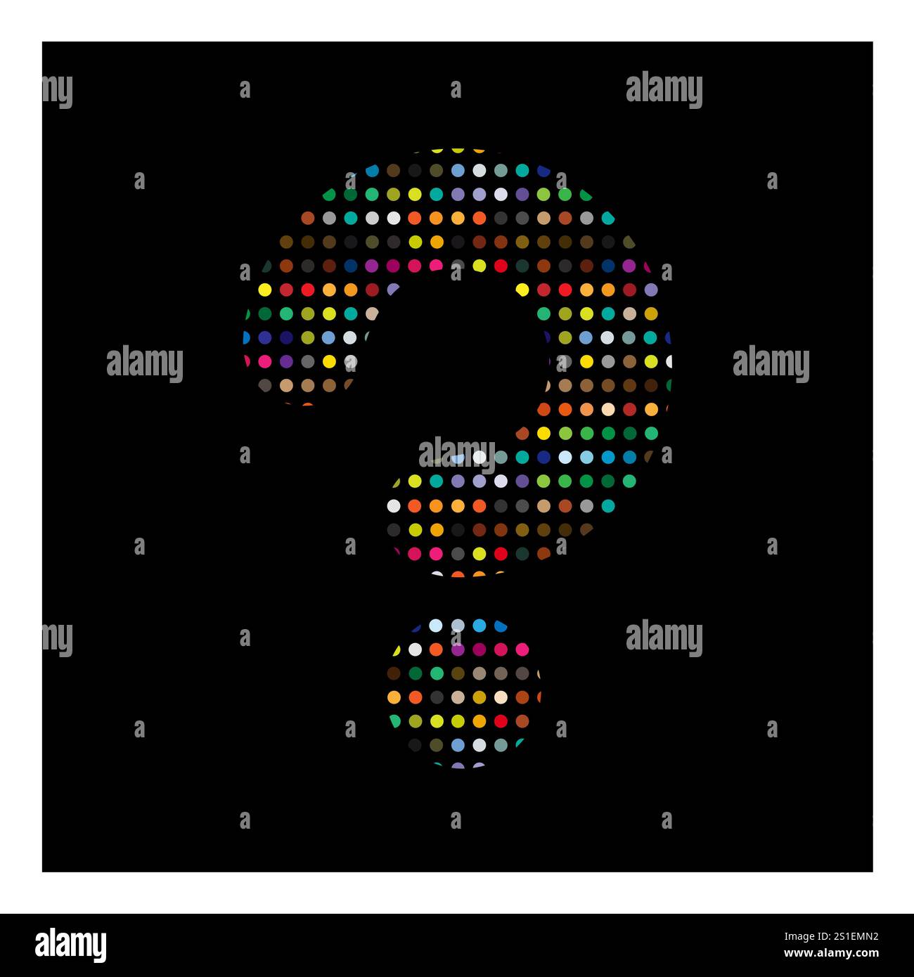 Colorato punto di interrogatorio su sfondo nero Illustrazione Vettoriale