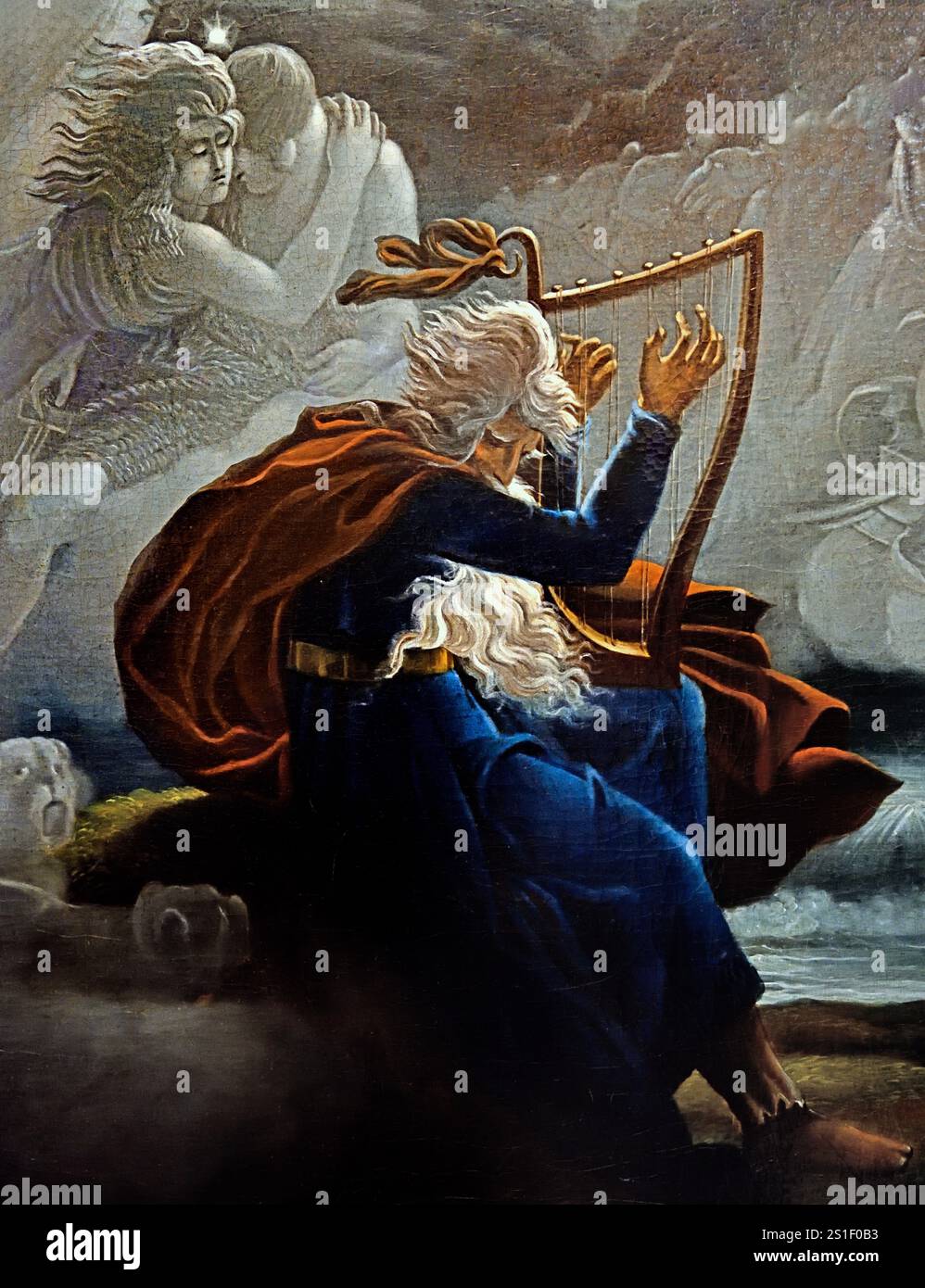 The Sorrows of Ossian 1822 di Kisfaludy Karoly 1788-1830 fine Art Museum, ungherese, Ungheria ( Ossian è il narratore e presunto autore di un ciclo di poesie epiche pubblicato dal poeta scozzese James Macpherson dal 1760. MacPherson affermò di aver raccolto materiale passaparola in gaelico scozzese, che si dice provenisse da fonti antiche, e che l'opera era la sua traduzione di quel materiale.) Foto Stock