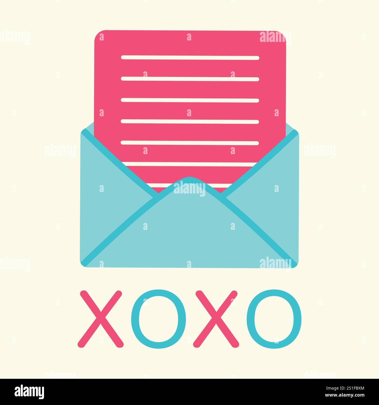 Lettera d'amore. San Valentino. Elementi carini per le vacanze. Illustrazione vettoriale in stile piatto. Illustrazione Vettoriale