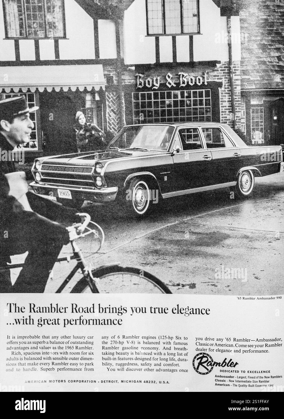 Una pubblicità del 1965 per la Rambler. L'auto è stata prodotta dalla American Motors Corporation. Foto Stock