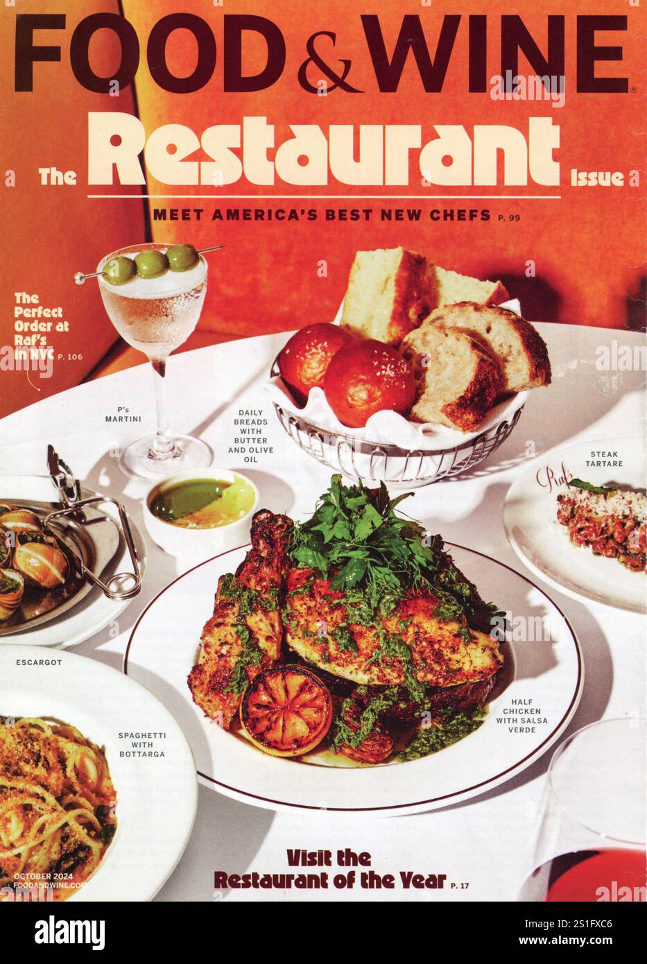Copertina del numero ristorante della rivista "Food & Wine", numero di ottobre 2024, Stati Uniti Foto Stock