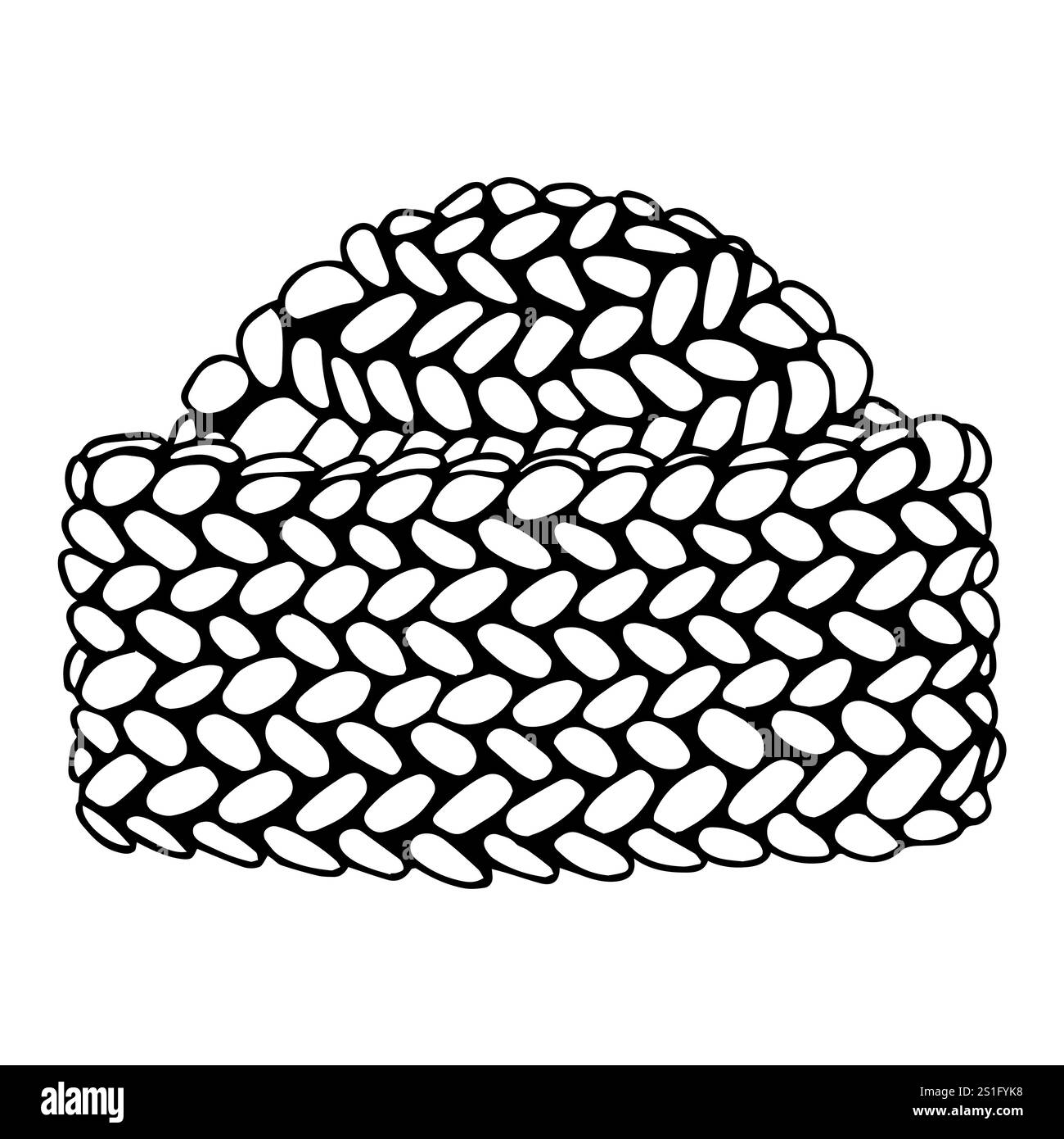 Cappello invernale lavorato a maglia in stile doodle. Illustrazione vettoriale isolata su sfondo bianco. Illustrazione Vettoriale