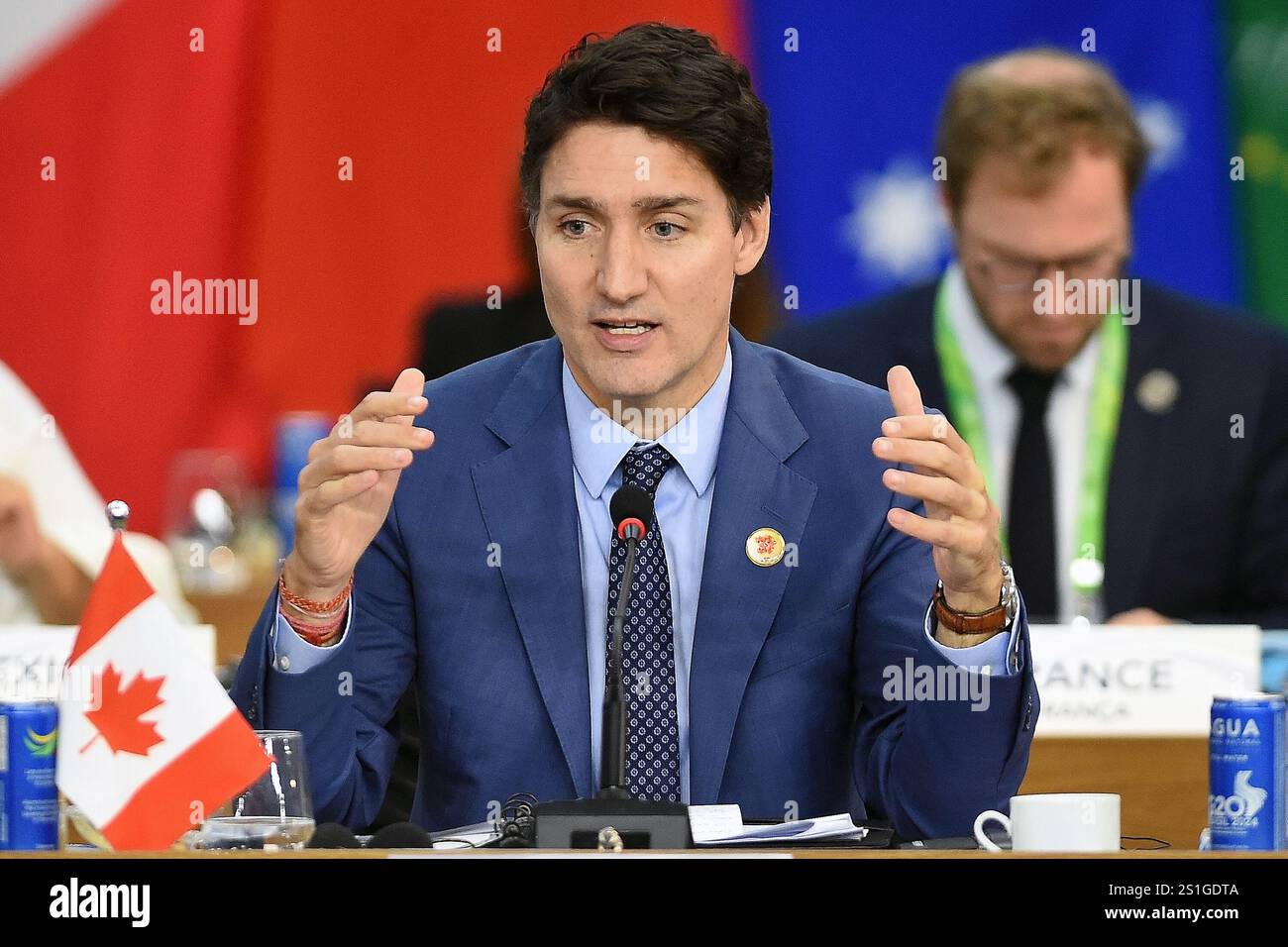 Rio de Janeiro, Brasile, 19 novembre 2024, Justin Trudeau, primo Ministro del Canada, durante una riunione alla plenaria del G20. Foto Stock