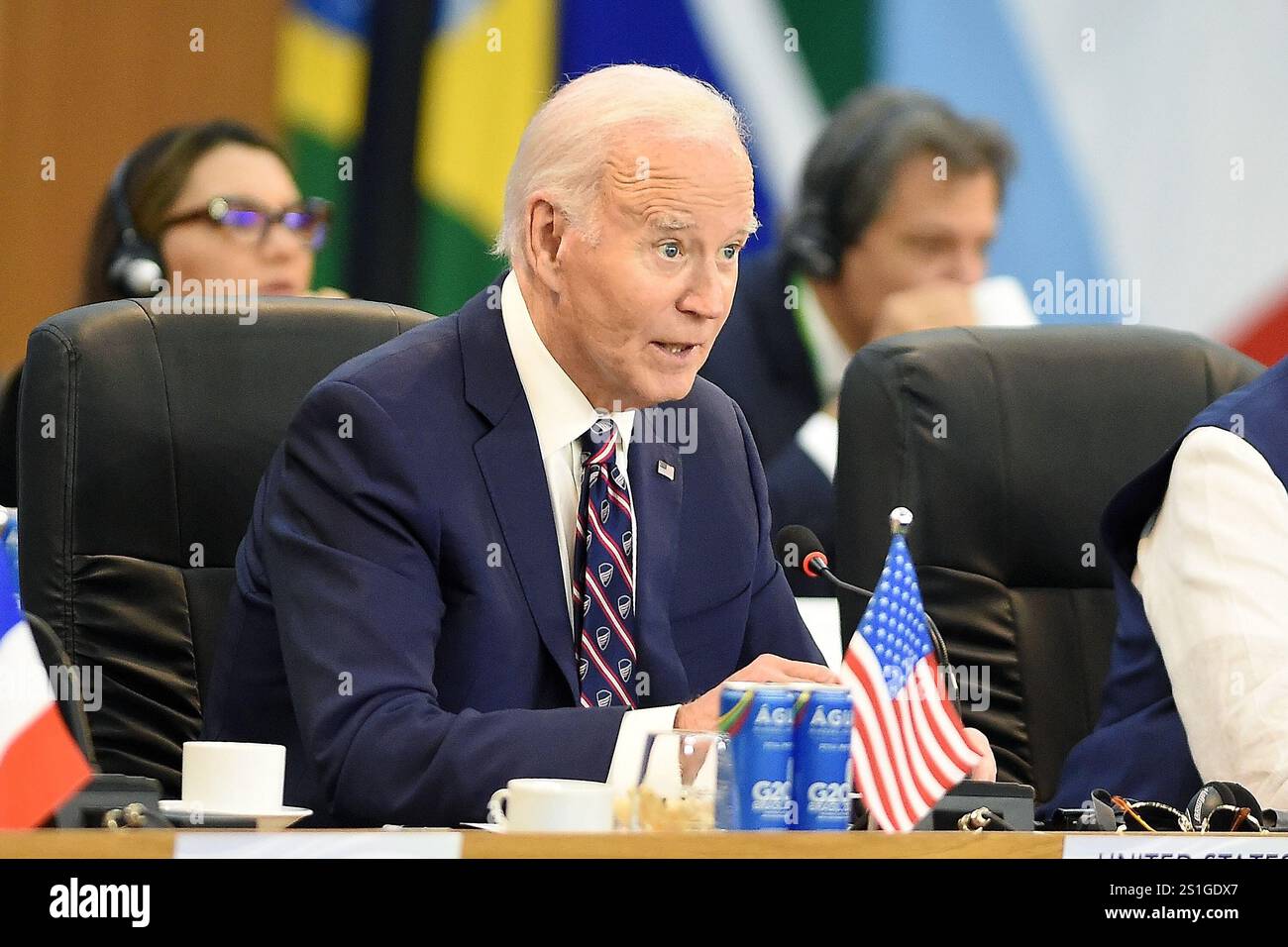 Rio de Janeiro, Brasile, 19 novembre 2024, Joe Biden, Presidente degli Stati Uniti, durante una riunione alla plenaria del G20. Foto Stock