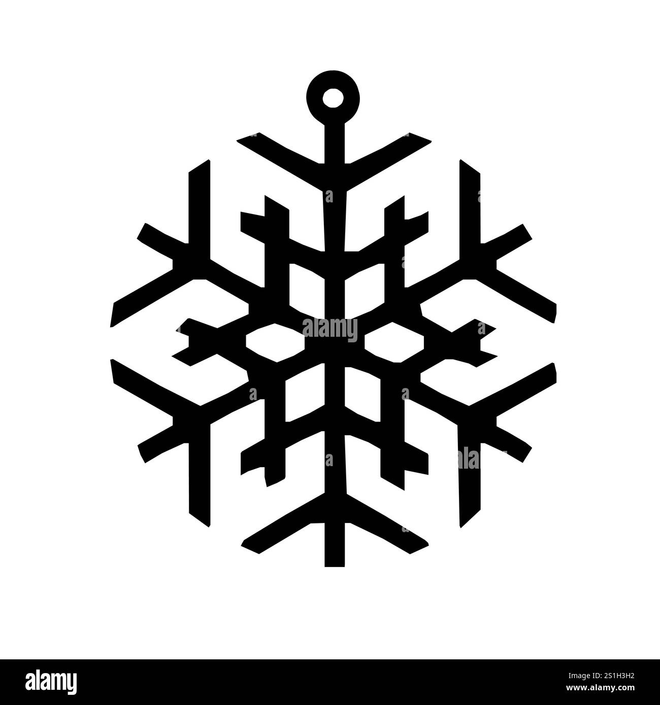 Il fiocco di neve è disegnato in bianco e nero. Il fiocco di neve è un design semplice con una combinazione di colori bianco e nero. Il fiocco di neve è un simbolo dell'inverno e t Illustrazione Vettoriale