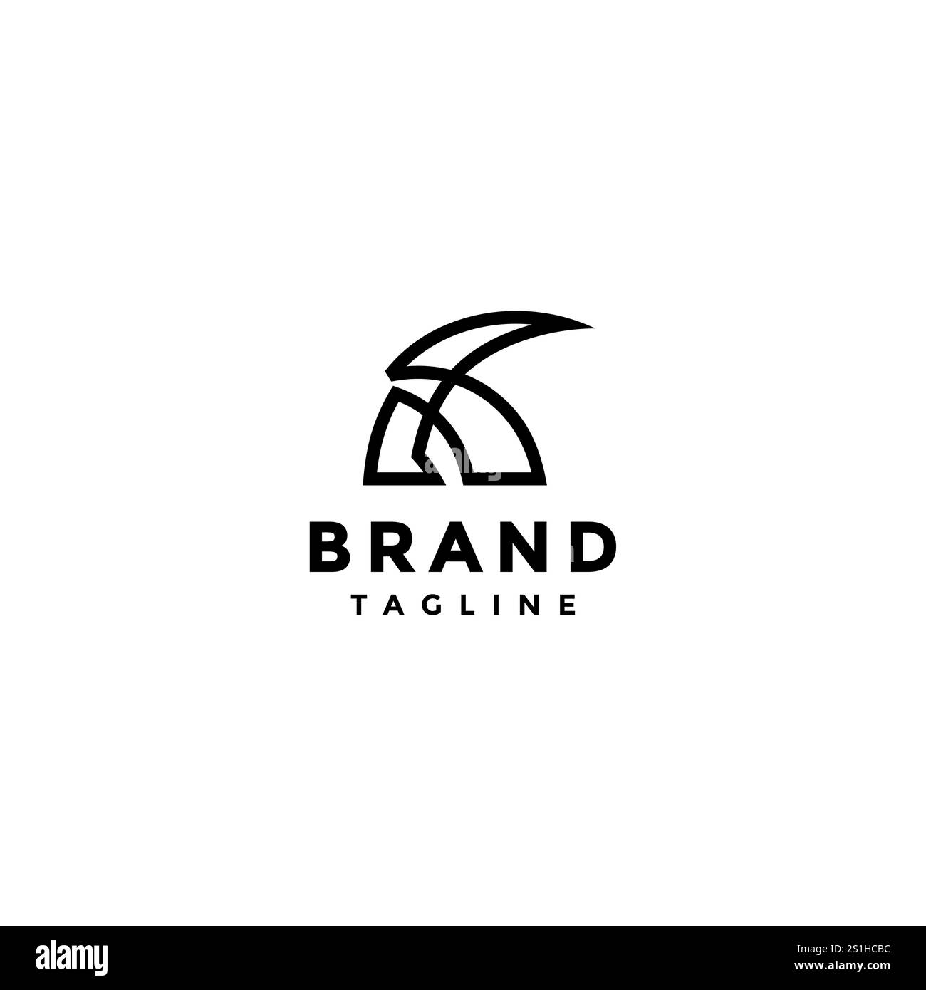 Design semplice con logo Goat Head Line. Le linee della testa di capra formano il design del logo Letter K. Illustrazione Vettoriale