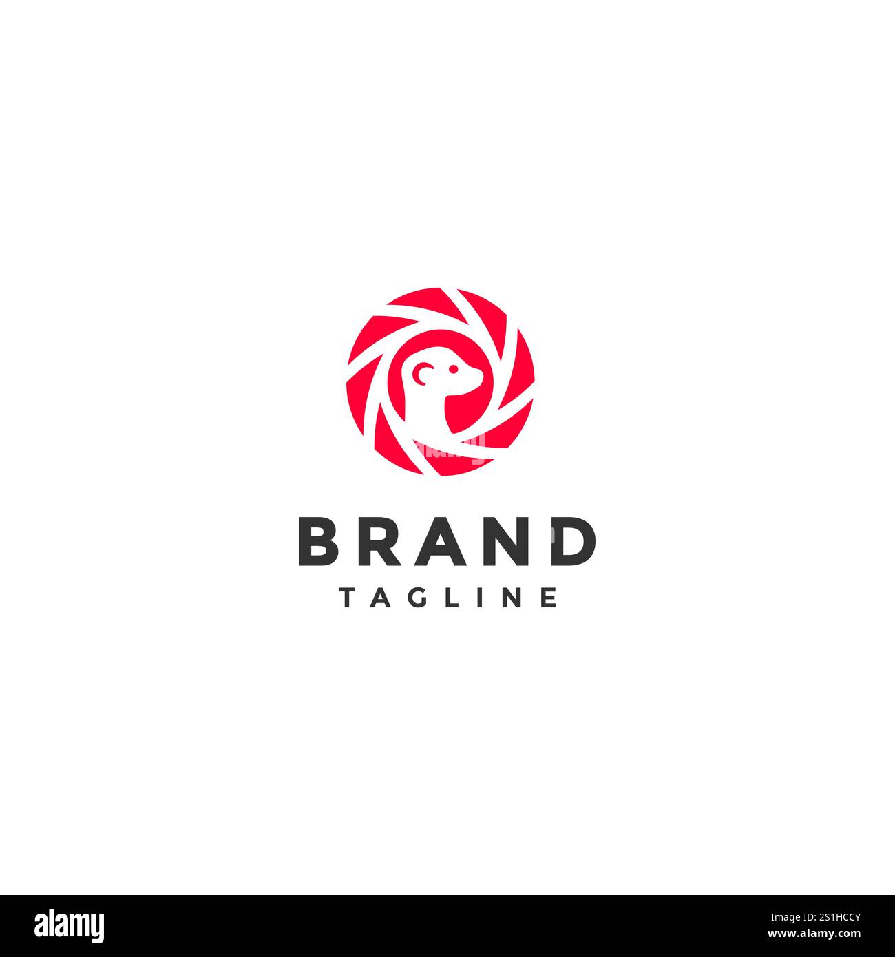 Grazioso design con logo Meerkat Inside Shutter camera. Otturatore della fotocamera con silhouette Meerkat Inside Logo Design. Illustrazione Vettoriale